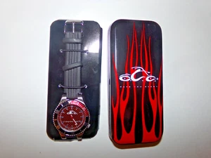 Orange County Choppers Watch Black Red Bezel in tin - Picture 1 of 4