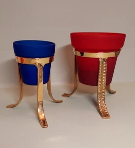 Glass Votive candle Brass sanctuary Lamp vigil glass light red or blue on Brass - Picture 1 of 7
