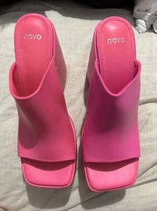Novo Baddie Magenta Hot Link Chunky High Heels Sz 10 - Picture 1 of 13
