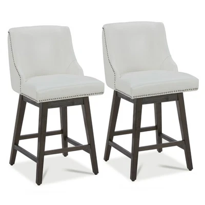 CHITA 26'' Swivel Bar Stools Set of 2,Farmhouse Barstools, FSC Wood,Open Box