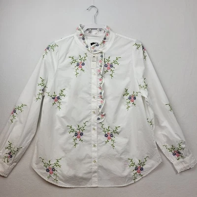 Camisa Talbots Mujer Blanca Bordada Floral Abotonada Talla Grande NUEVA DEFECTUOSA Foto 1 de 4
