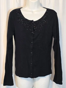 Rafaella Gr. M Damen Strickjacke Pullover mit Knopfleiste 100% Baumwolle mit Pailletten - Bild 1 von 7