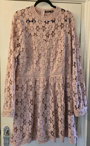 Boohoo dusky pink lace dress size 20 in very good condition - Picture 1 of 7