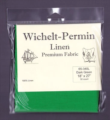 Cross Stitch ~ Wichelt-Permin 32 Count Dark Green Linen 18 x 27 in #65-340L - Image 1 of 3