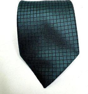 Ermenegildo Zegna Herrenkrawatte schwarz blau türkis 100 % Seide ziemlich luxuriös Designer Italien - Bild 1 von 6