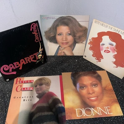 Lot of 5 VINTAGE Various Artist: Aretha, Dionne, Cabaret, Petula Clark, Bette M - Image 1 of 4
