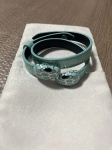 Pulsera BVLGARI Serpenti Doble Serpiente Cuero Turquesa Sin Usar con Caja - Imagen 1 de 6
