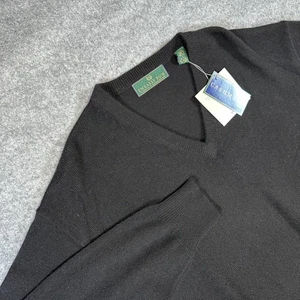 Embassy Row Sweater Mens Large Black Two Ply Cashmere Pullover V Neck New Tags - Picture 1 of 8