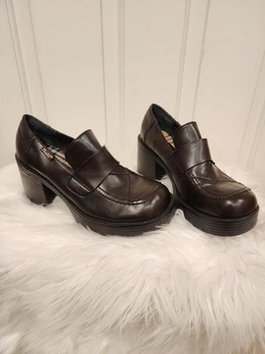 Zapatos Mocasines De Colección Mudd Y2K Marrón A Cuadros Tacón Grueso Plataforma 8 Años 90’s RARO USADO EN EXCELENTE ESTADO Foto 1 de 4