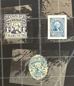 State Revenue - 3 Washington State Cigarette Tax Stamps - On Cellophane - Picture 1 of 2