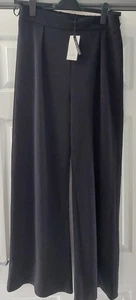Ladies River Island Black Wide Leg Trousers Size 16-BNWT - Picture 1 of 6