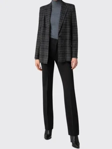 Blazer AKRIS PUNTO Tartán Tejido Novio 4 Negro Granito Estampado Cuadros Estampado Chaqueta - Imagen 1 de 11
