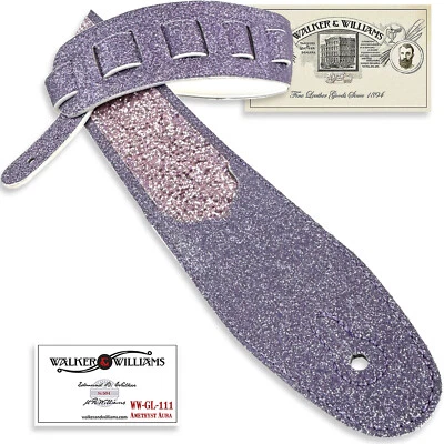 Walker And Williams GL-111 Amethyst Purple Glitter Bomb Padded Guitar Strap - Image 1 of 4