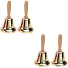 4 Pcs Toys For Baby Christmas Metal Bell Wooden Handle Rattle