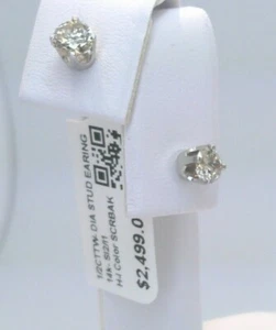 NEW 1/2CT 14k White Gold Diamond Studs Earrings! REAL DIAMONDS BEAUTIFUL SPARKLE - Picture 1 of 9