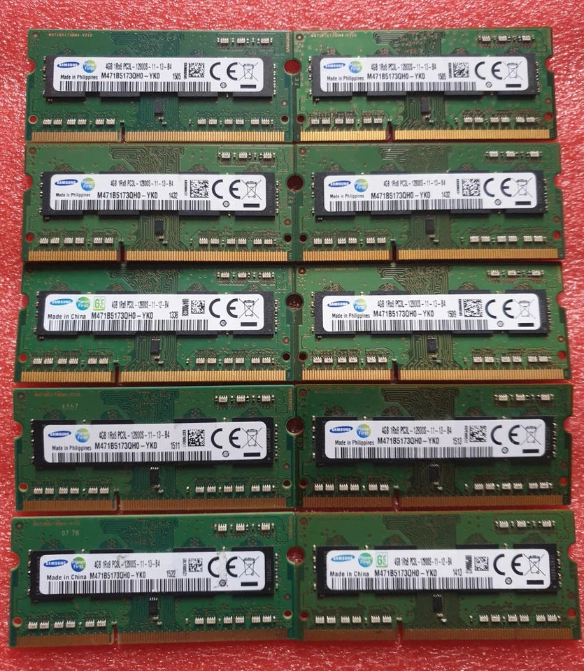 Samsung Job Lot 10x4GB DDR3 PC3L-12800S 1600MHz SODIMM Laptop RAM Memory 204pin - Image 1 of 1