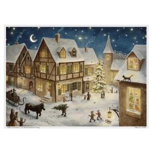 Snowy Town and Horse Richard Sellmer Advent Calendar 355 x 265 glitter - Picture 1 of 1