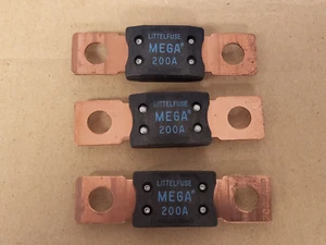 Qty 3 MEGA / AMG Fuse 200 Amp 32V, 298 Series Time Delay Bolt Down LittleFuse - Picture 1 of 1