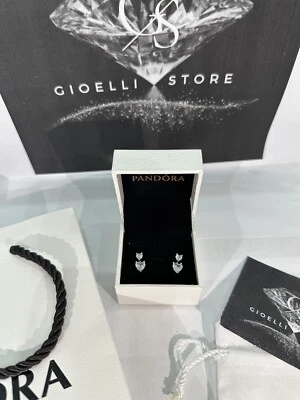 Orecchini Doppio Cuore Pendente Pandora (Nuovo) - Immagine 1 di 4