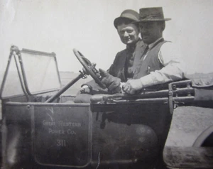 PG&E Great Western Power Company Oakland CA Utilities Work Crew Car Photo 1920s - Picture 1 of 5