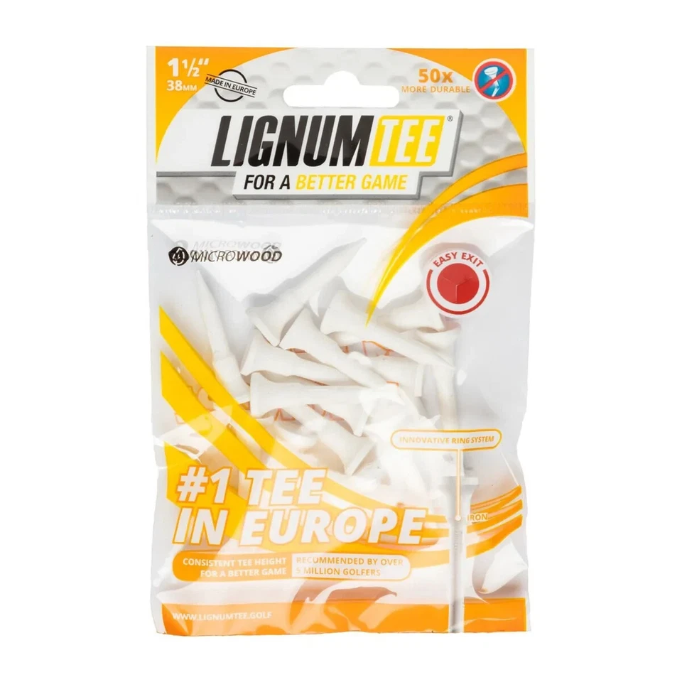 Golf Tees Lignum 38 mm - Microwood, weiß - Packung mit 16 Stück