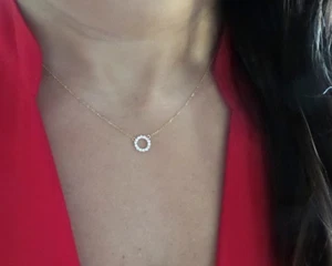 COLLAR CÍRCULO DIAMANTE ORO AMARILLO 14K 0.25CTS DIAMANTES NATURALES COLOR SI1 G - Imagen 1 de 8