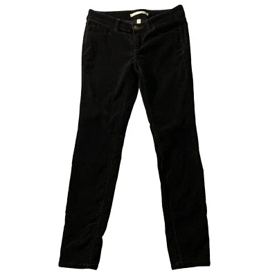 Lauren Conrad Velvet Pants Women 4 Dark Black Skinny Low Rise Pockets Stretchy - Image 1 of 4
