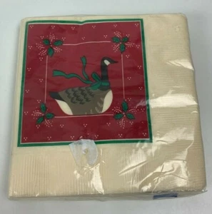 Tarjetas de sello vintage servilletas navideñas ganso 1 paquete 10"x9 7/8" 3 capas NUEVO - Imagen 1 de 3