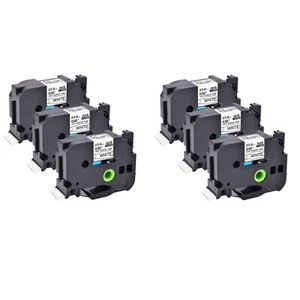 6x Compatible Brother HSe-251 Cartouche 23.6mm gaine thermorétractable blanc - Zdjęcie 1 z 4