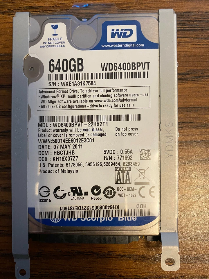 Western Digital WD6400BPVT 640GB 5400RPM 2.5" SATA Laptop Hard Drive - Image 1 of 1