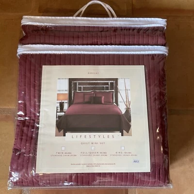 Barclay 3-Piece Burgundy Full/Queen Quilt Mini Set New In Pkg  Quilted 2 Tone - Image 1 of 4