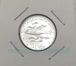 1971 Vatican City 10 Lire Coin, KM #119 Uncirculated / Fish-Dolphin? - Picture 1 of 2