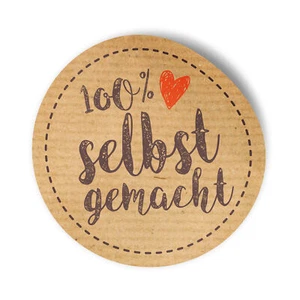 itenga 50x Etikett  Aufkleber 100% selbstgemacht Sticker braun mit Herz  Papier - Bild 1 von 3