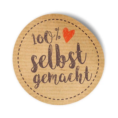 itenga 50x Etikett  Aufkleber 100% selbstgemacht Sticker braun mit Herz  Papier - Bild 1 von 3