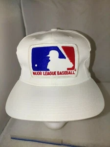 Vintage White MLB LOGO Major League Baseball Patch Hat Cap New Era Snapback - Picture 1 of 6