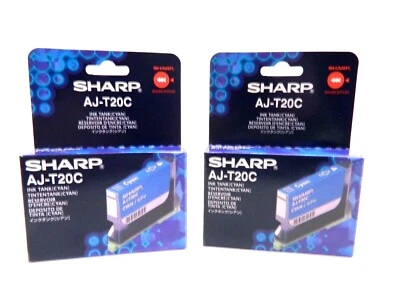 New (2 Pack) Genuine Sharp AJ-T20C Cyan Ink Cartridge - Retail Pack - Image 1 of 3