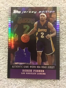 2002-03 Topps Jersey Edition DEREK FISHER GU Worn Road Jersey #/99 Lakers - Picture 1 of 4