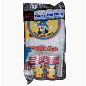 Disney Mickey Mouse Party Décor Set for 8 Vintage USA Made Sealed - Picture 1 of 4