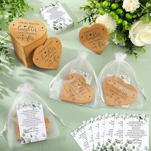 50 Heart Coaster Wedding Favors with Thank You Cards & Organza Bags - Picture 1 of 6