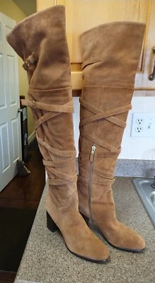 Botas Sam Edelman Sable con tiras sobre la rodilla doradas caramelo tostadas 6,5 nuevas sin caja Foto 1 de 4