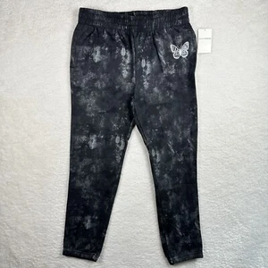 Lucky Brand Girl Graphic Sweatpants Fleece Joggers w Ribbed Cuffs Tie Dye Blck L - Picture 1 of 12