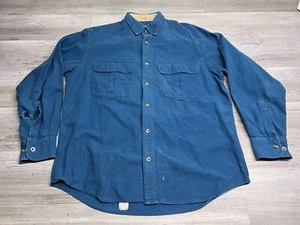 Vintage Cabelas Deerskin Soft Button Down Shirt Outdoors Hunting Teal M Distress - Picture 1 of 10