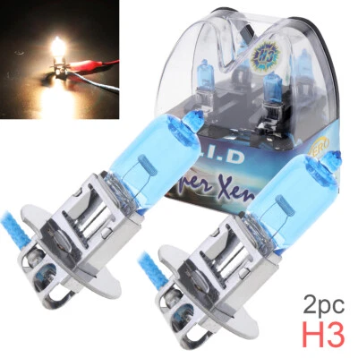 2X 12V H3 55W 6000K White Super Bright Car Xenon Halogen HID Headlight Fog Bulbs - Image 1 of 4