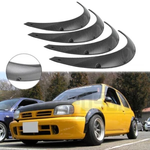 4PC Carbon Fender Flares Wide Body Kit Wheel Arches Durable For Nissan Micra K11 - Picture 1 of 11