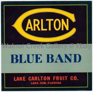 Florida Fruit Crate Label Fine Art Print, Blue Band, approx 10.8" x10.8" 12859 - Picture 1 of 1
