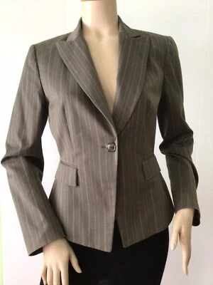 Blazer/Chaqueta TAHARI by Arthur Levine Taupe Detalle Metálico Botón Frontal (Talla 6 Foto 1 de 4