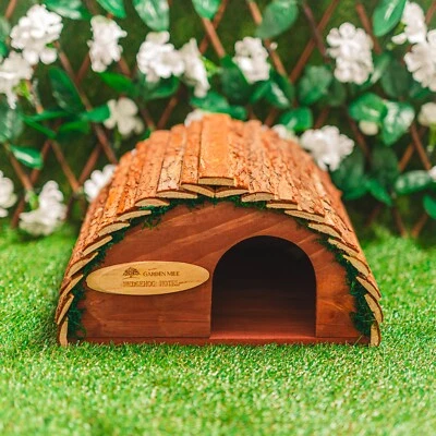 Wooden Hedgehog House Hibernation Shelter Predator Proof Garden Wildlife Durable