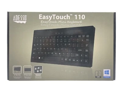 Adesso EasyTouch 110 Mini Keyboard AKB-110B 6ft Cable NEW SEALED - Image 1 of 3