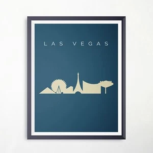 Las Vegas Las Vegas Silhouette Reisedruck Wahrzeichen Poster minimalistisches Kunstwerk - Bild 1 von 2