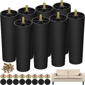 8 Pack 8 Inch Plastic Replacement Furniture Legs With M8 T-Nuts Screws NEW - Picture 1 of 7